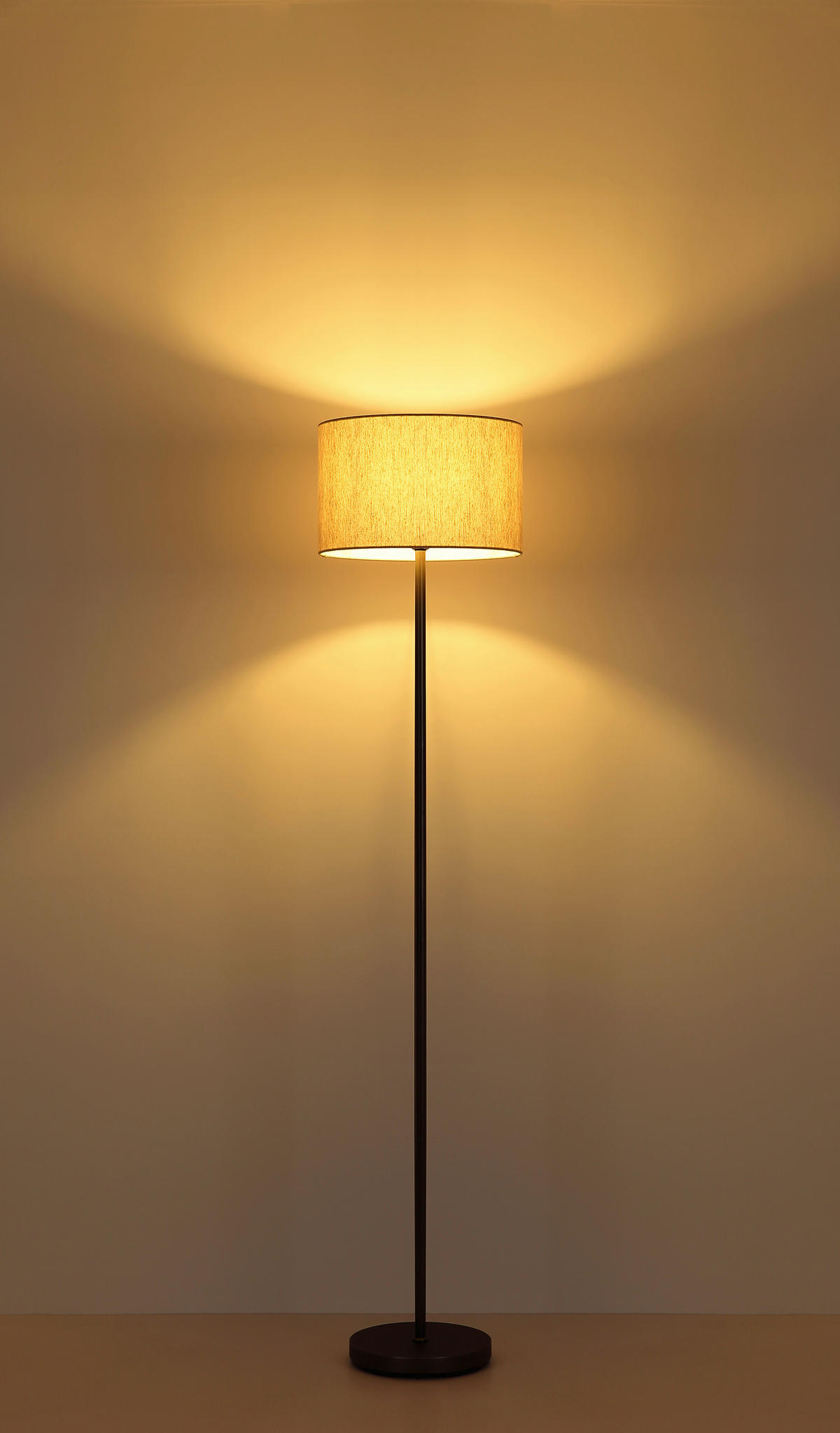 GLOBO Stehleuchte creme schwarz Metall Leinen H/D: ca. 160x35 cm E27 1 Brennstellen THEA - creme/schwarz (35,00/160,00cm) - GLOBO