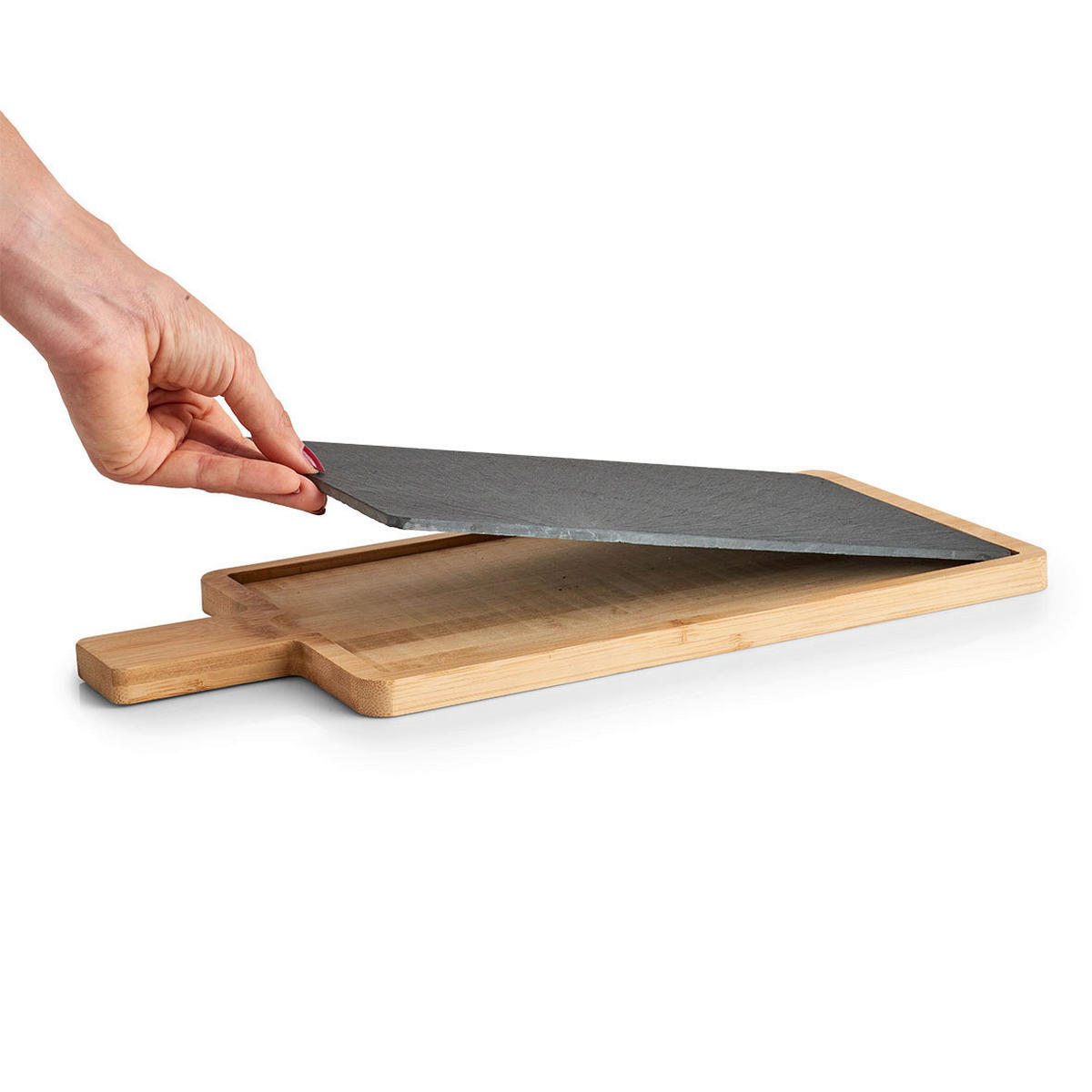 Zeller Schneide-/Servierbrett Schneid-/u.Servierbrett - natur/schwarz (40,00/19,00/1,50cm) - Zeller