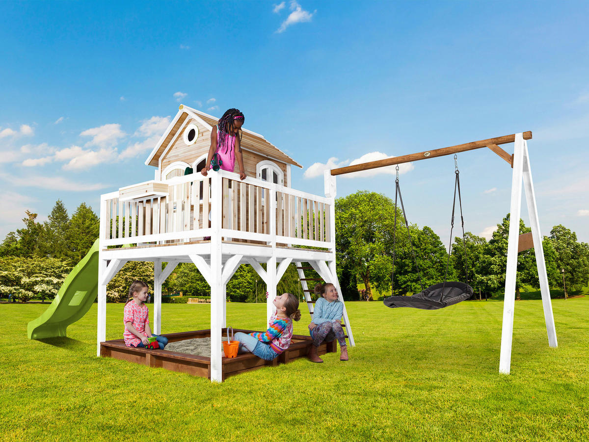 AXI Spielhaus Liam braun B/H/L: ca. 613x291x277 cm Liam - braun/weiß (277,00/613,00/291,00cm) - AXI