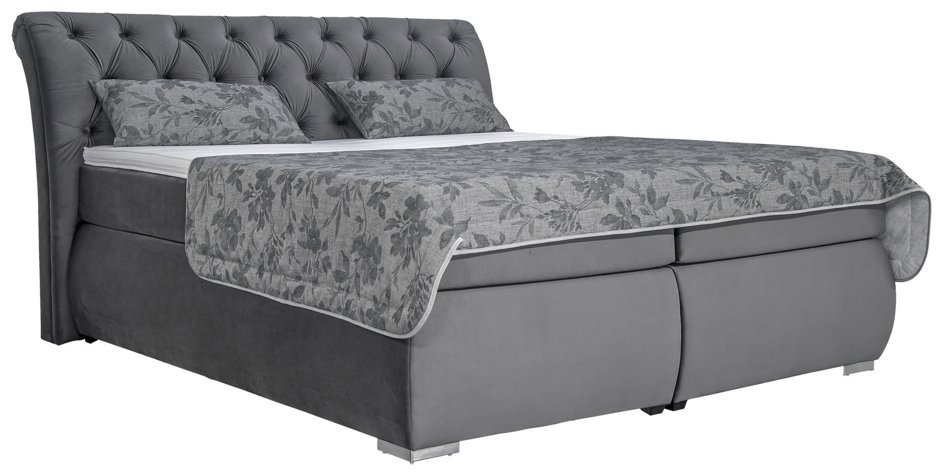 Boxspringbett Agnes dunkelgrau Liegefläche B/L: ca. 180x200 cm Agnes - dunkelgrau (198,00/116,00/237,00cm)