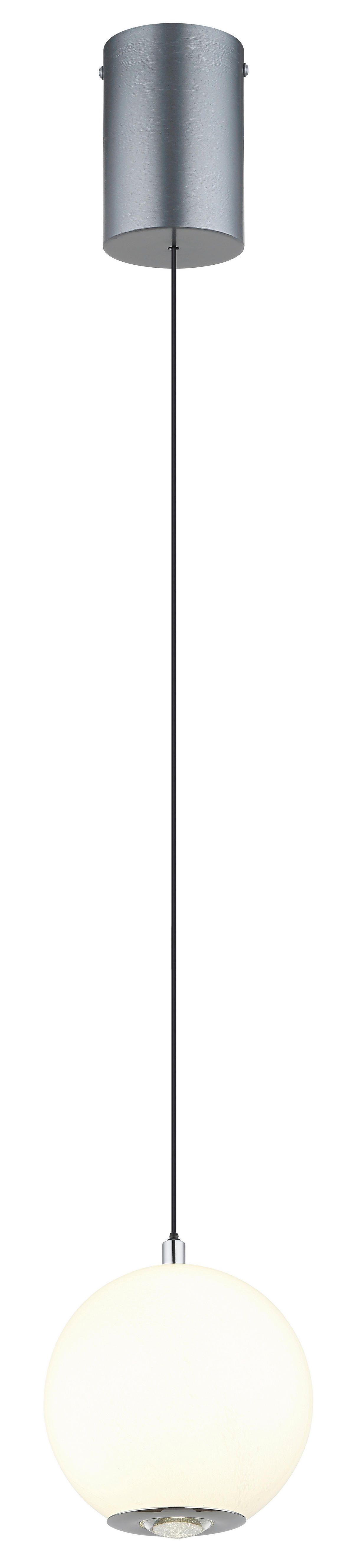 GLOBO Pendelleuchte Opal grau Metall Glas H/D: ca. 180x15 cm 1.0 Brennstellen Simmons - Opal/grau (15,00/180,00cm) - GLOBO