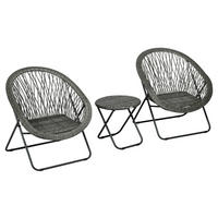 Outsunny Bistro-Set grau Kunststoff B/H/L: ca. 77x78x76 cm Bistro-Set - grau (76,00/77,00/78,00cm) - Outsunny