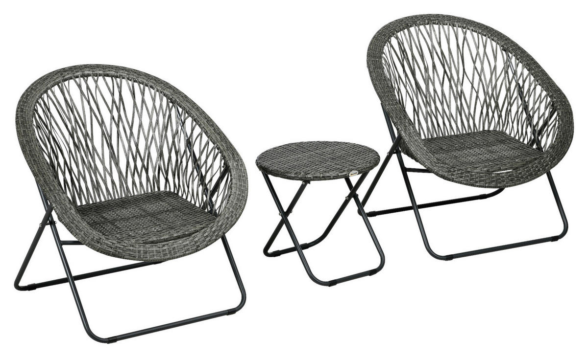 Outsunny Bistro-Set grau Kunststoff B/H/L: ca. 77x78x76 cm Bistro-Set - grau (76,00/77,00/78,00cm) - Outsunny