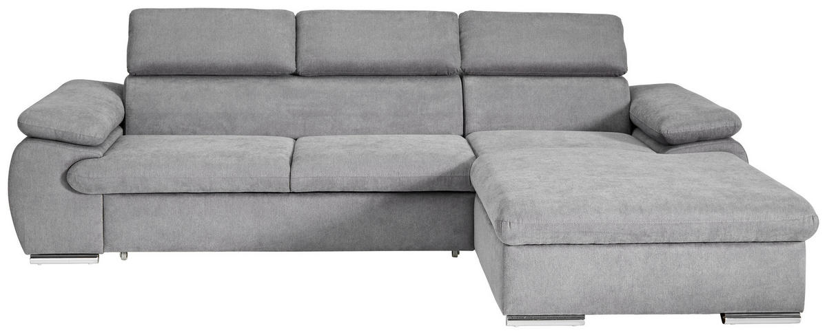Ecksofa mit Bettfunktion und Bettkasten graubraun Como_2F-OT_Ecksofa - graubraun/Chrom
