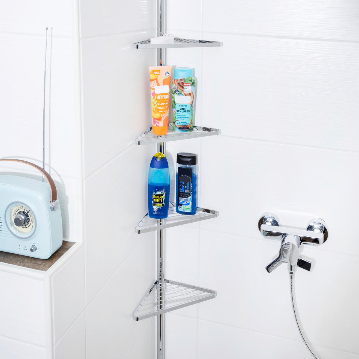 Teleskop-Duschecke silber Metall B/H/L: ca. 10x19x79 cm Teleskop-Duschecke - silber (79,00/10,00/19,00cm)