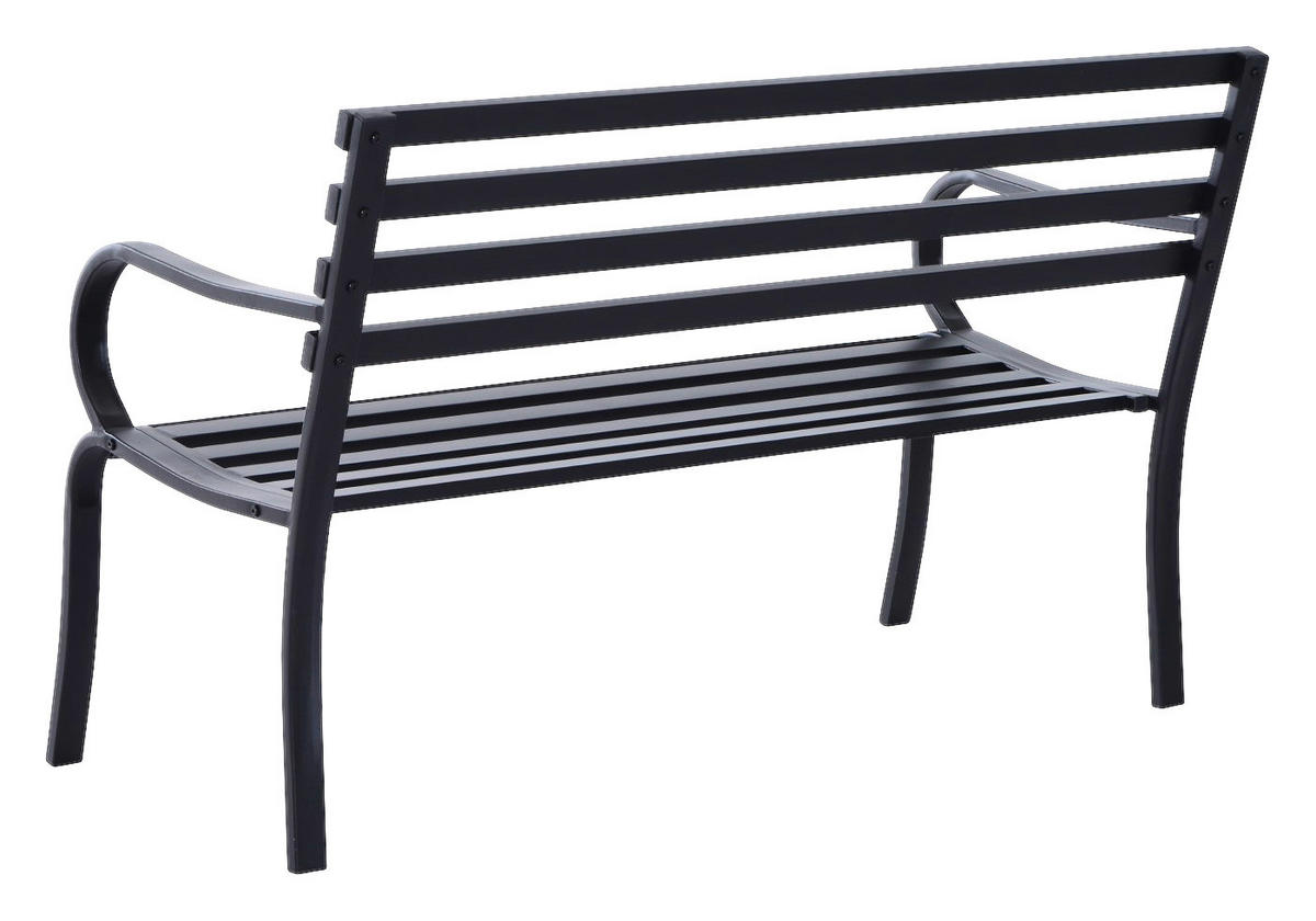 Outsunny Gartenbank schwarz Metall B/H/L: ca. 62x82x125 cm Gartenbank - schwarz (125,00/62,00/82,00cm) - Outsunny