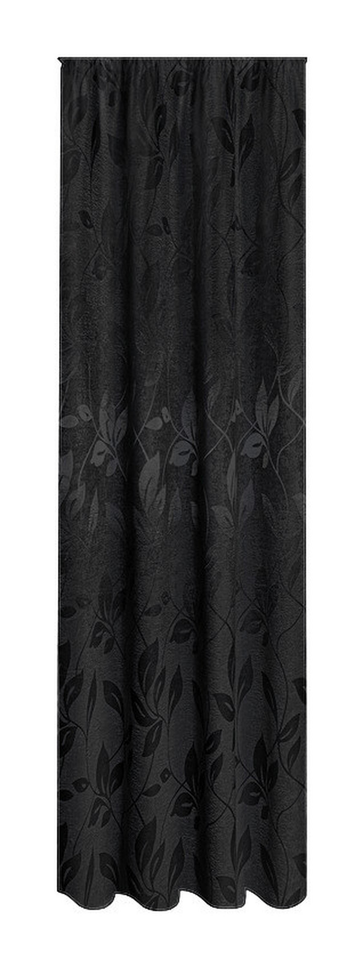 Dekovorhang Blätter silber B/L: ca. 140x245 cm Blätter - schwarz/silber (140,00/245,00cm) - Happy Home