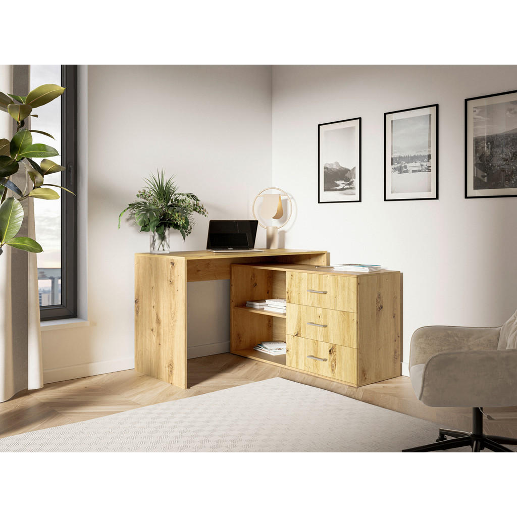 Thumbnail - Schreibtisch KURT Eiche Artisan Nachbildung B/H/T: ca. 120x75,4x122 cm