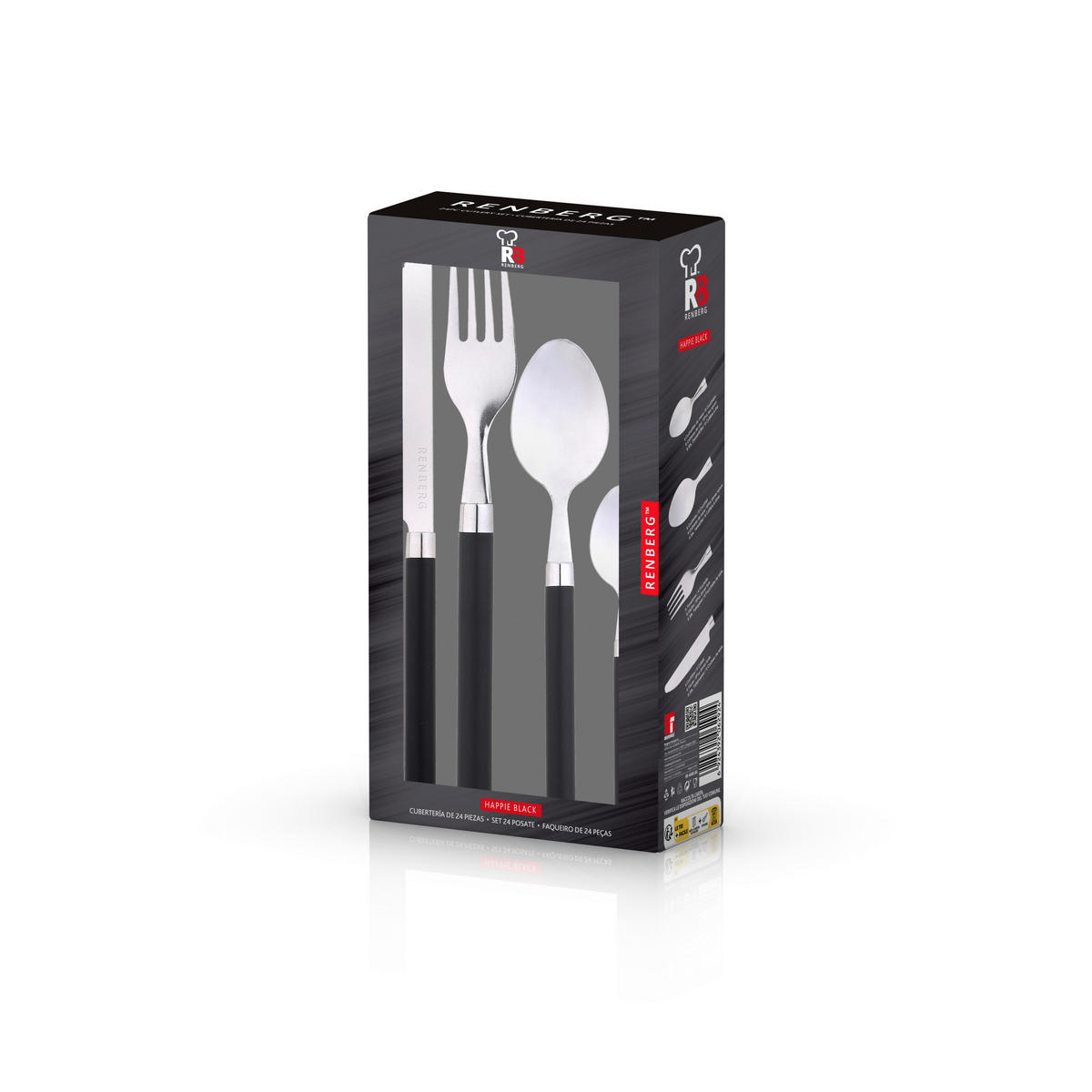 RENBERG Besteckset HAPPIE BLACK schwarz Edelstahl 24 tlg. HAPPIE BLACK - schwarz - RENBERG
