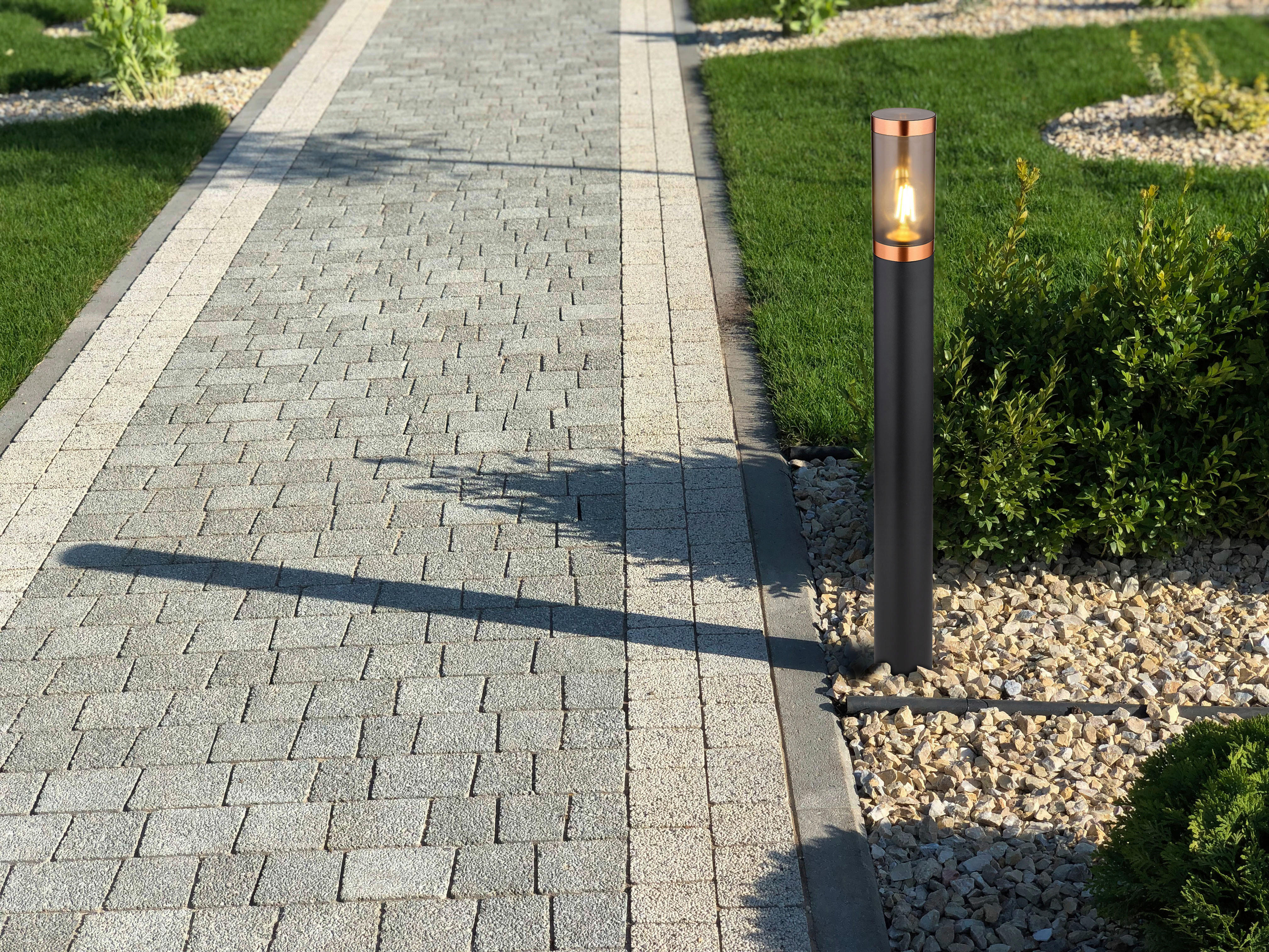 Außenleuchte schwarz Rauch Kupfer H/D: ca. 80x12,7 cm BOSTON - schwarz/Rauch (12,70/80,00cm) - GLOBO