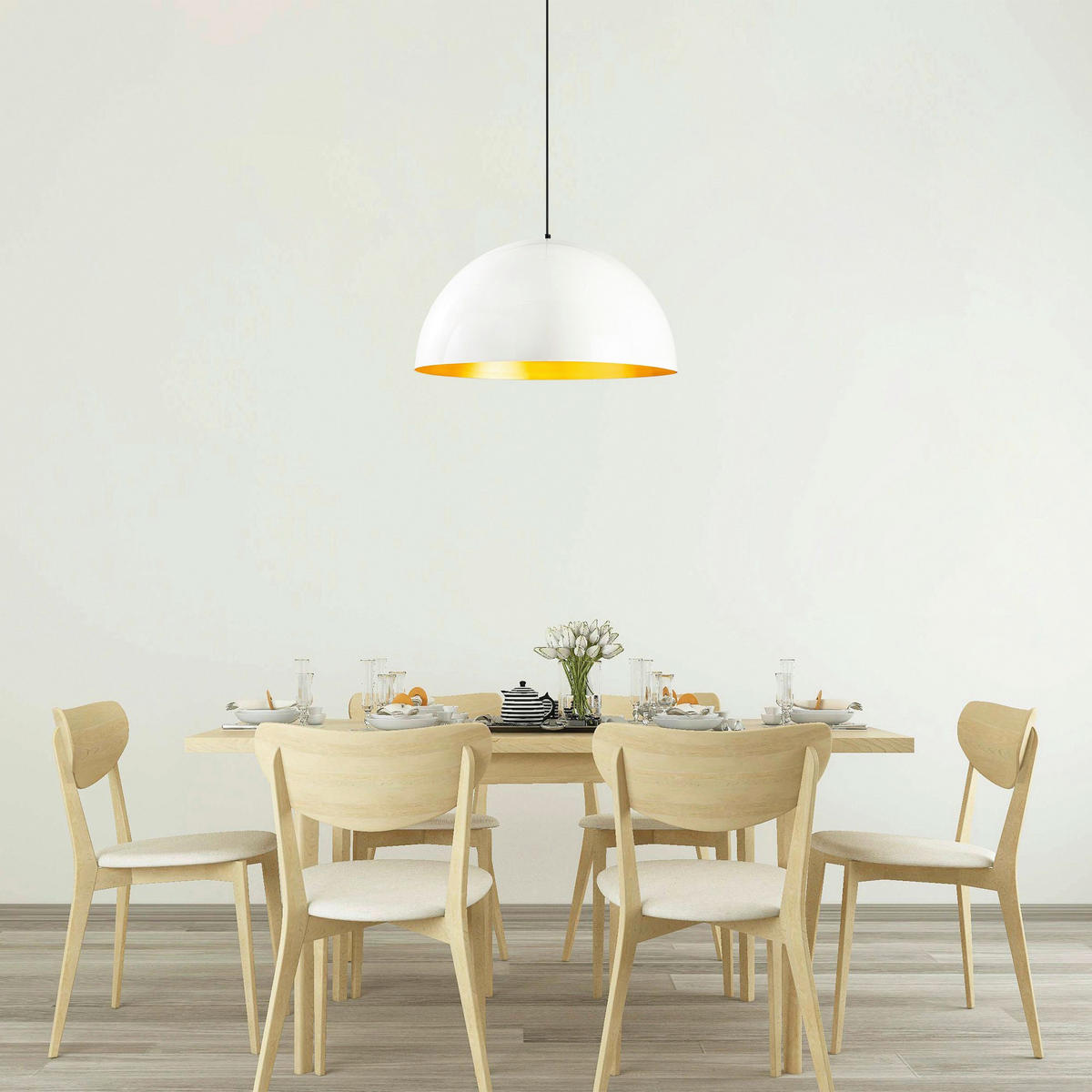 Opviq Pendelleuchte Berceste weiß Metall B/H/T/L/D: ca. 60x126x60x60x60 cm E27 1 Brennstellen Berceste - weiß (60,00/60,00/126,00cm) - Opviq