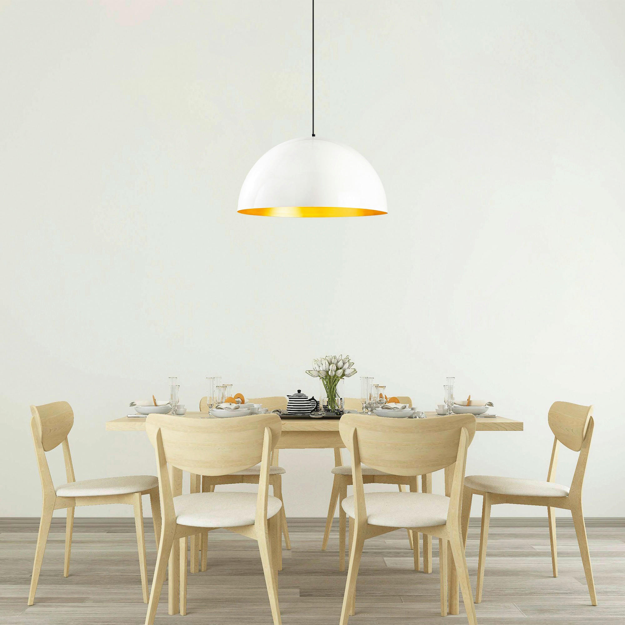 Thumbnail - Opviq Pendelleuchte Berceste weiß Metall B/H/T/L/D: ca. 60x126x60x60x60 cm E27 1 Brennstellen