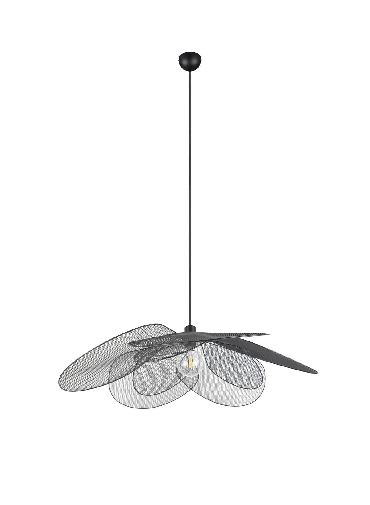 Reality Leuchten Pendelleuchte schwarz Metall H: ca. 150 cm E27 1 Brennstellen Fleure - schwarz (150,00cm) - Reality Leuchten