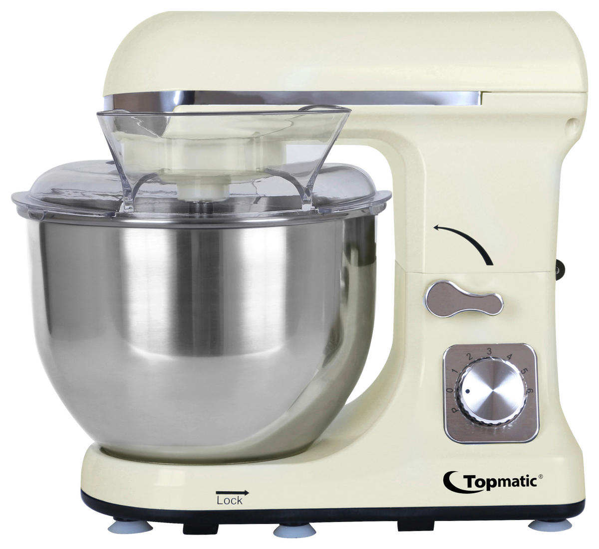 Topmatic Knetmaschine PKM-1400.2 beige Edelstahl Kunststoff ca. 5 l Knetmaschine 5l PKM-1400.2 - beige (5,00l) - Topmatic