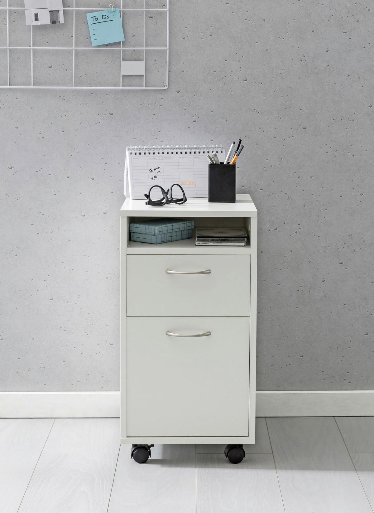 Rollcontainer weiß Spanplatte B/H/T: ca. 33x63x38 cm Rollcontainer - weiß (33,00/63,00/38,00cm) - Wohnling