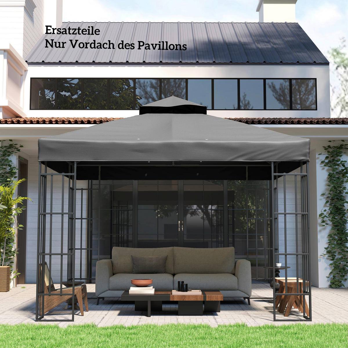 Outsunny Pavillon Ersatzdach dunkelgrau Metall B/H/L: ca. 300x1x300 cm Pavillon Ersatzdach - dunkelgrau (300,00/300,00/1,00cm) - Outsunny