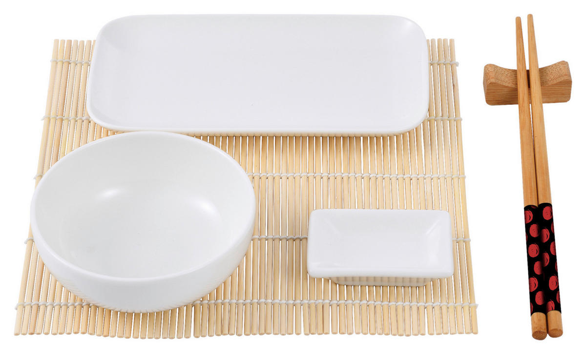 MASTERPRO Sushiset FOODIES COLLECTION weiß Porzellan FOODIES COLLECTION - weiß/natur - MASTERPRO