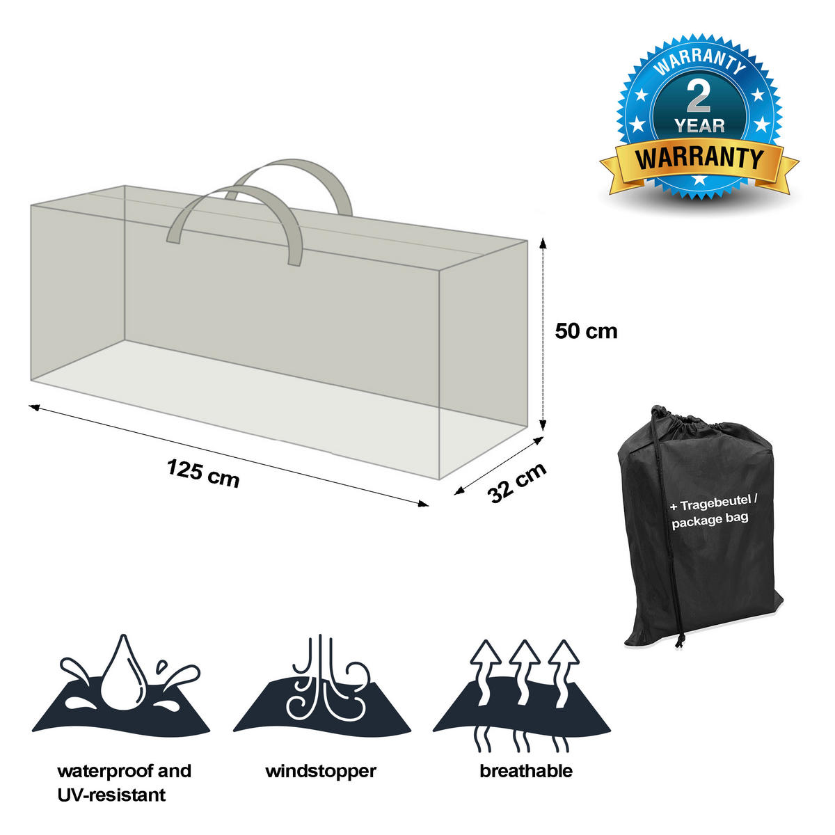 Grasekamp Kissenschutztasche Black Premium schwarz Textil B/H/L: ca. 32x50x125 cm Black Premium - schwarz (125,00/32,00/50,00cm) - Grasekamp