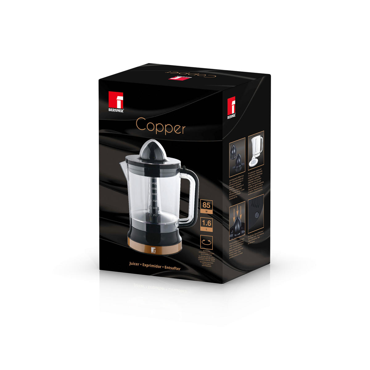 BERGNER Entsafter COPPER - schwarz (27,00/17,00/32,50cm) - BERGNER