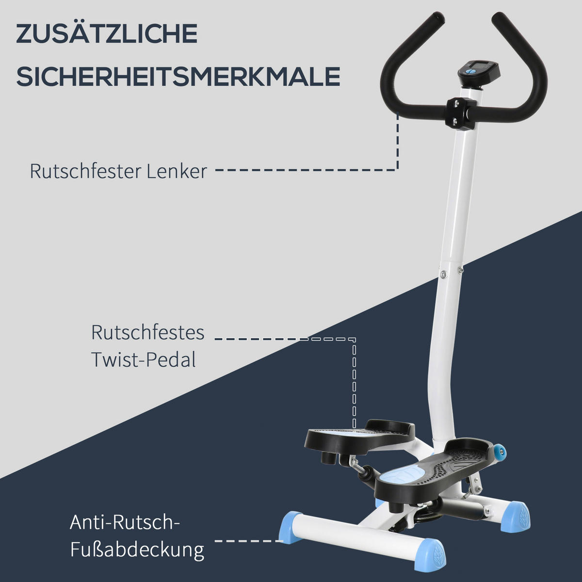 HOMCOM Steppmaschine schwarz Stahl B/H/L: ca. 44x108x55 cm Steppmaschine - blau/schwarz (55,00/44,00/108,00cm) - HOMCOM