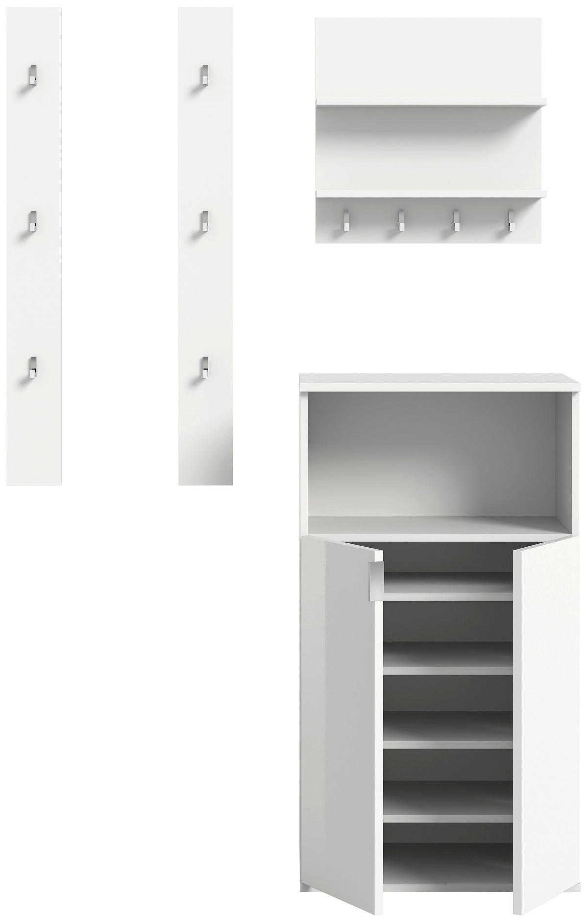 Garderobe PROJEKT X weiß weiß Hochglanz B/H/T: ca. 111x191x37 cm PROJEKT X - weiß (111,00/191,00/37,00cm) - xonox.home