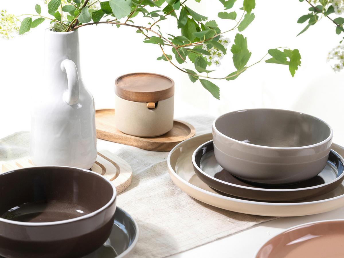 CreaTable Kombiservice Nordic Mocha Mousse braun Steinzeug 16 tlg. Nordic Mocha Mousse - braun - CreaTable