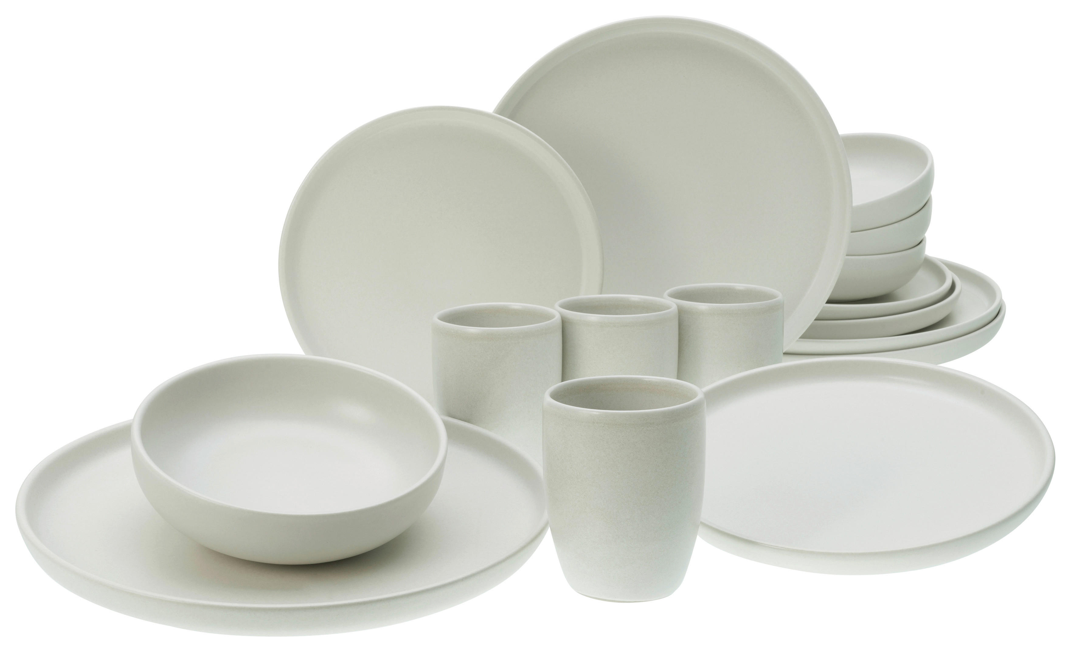 CreaTable Kombiservice Uno offwhite Steinzeug 16 tlg. Uno - offwhite - CreaTable