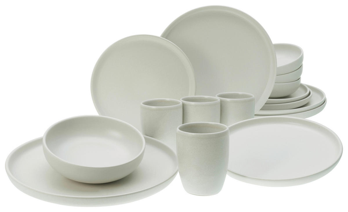 CreaTable Kombiservice Uno offwhite Steinzeug 16 tlg. Uno - offwhite - CreaTable