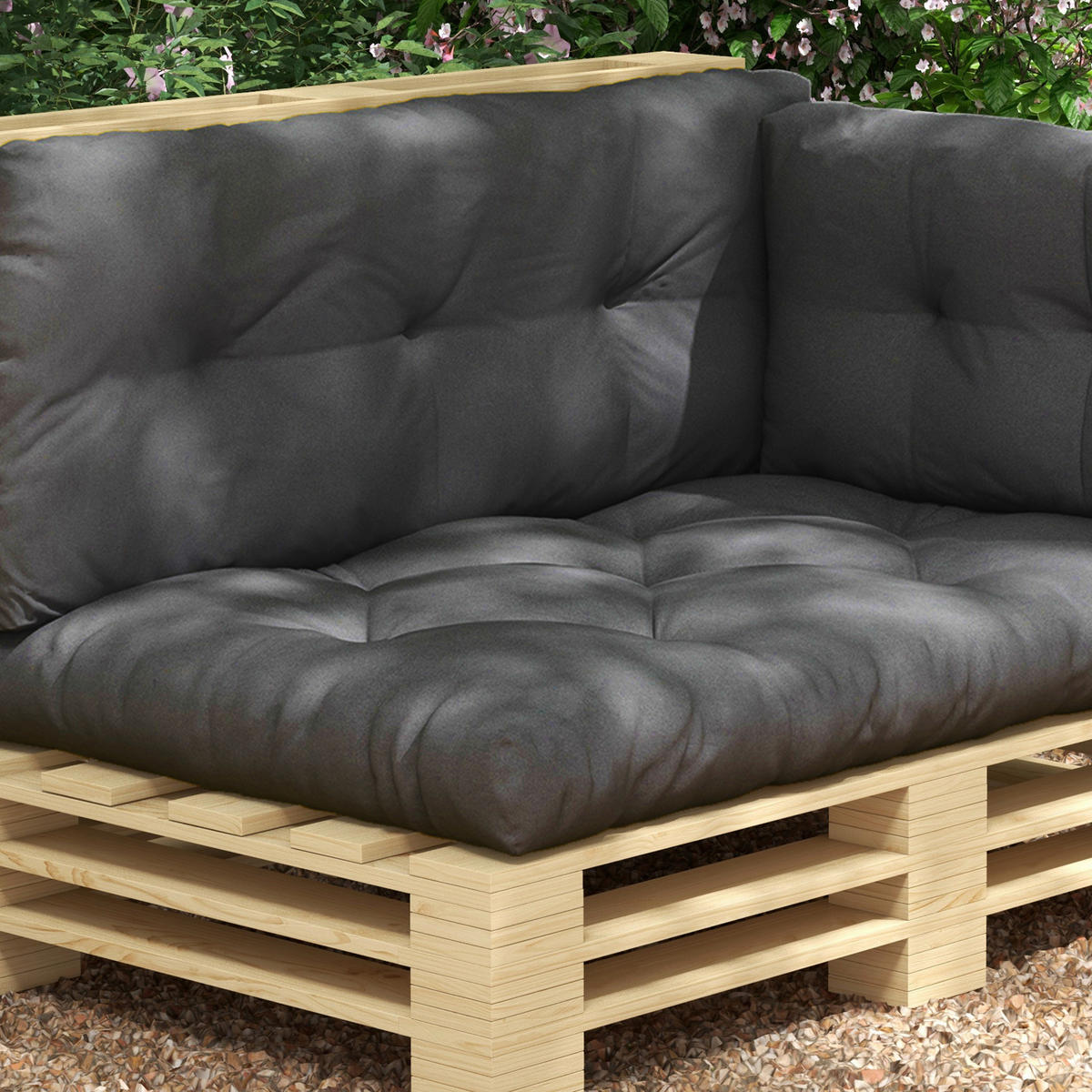 Outsunny Palettenkissen dunkelgrau Polyester B/H/L: ca. 80x120x12 cm Palettenkissen - dunkelgrau (12,00/80,00/120,00cm) - Outsunny