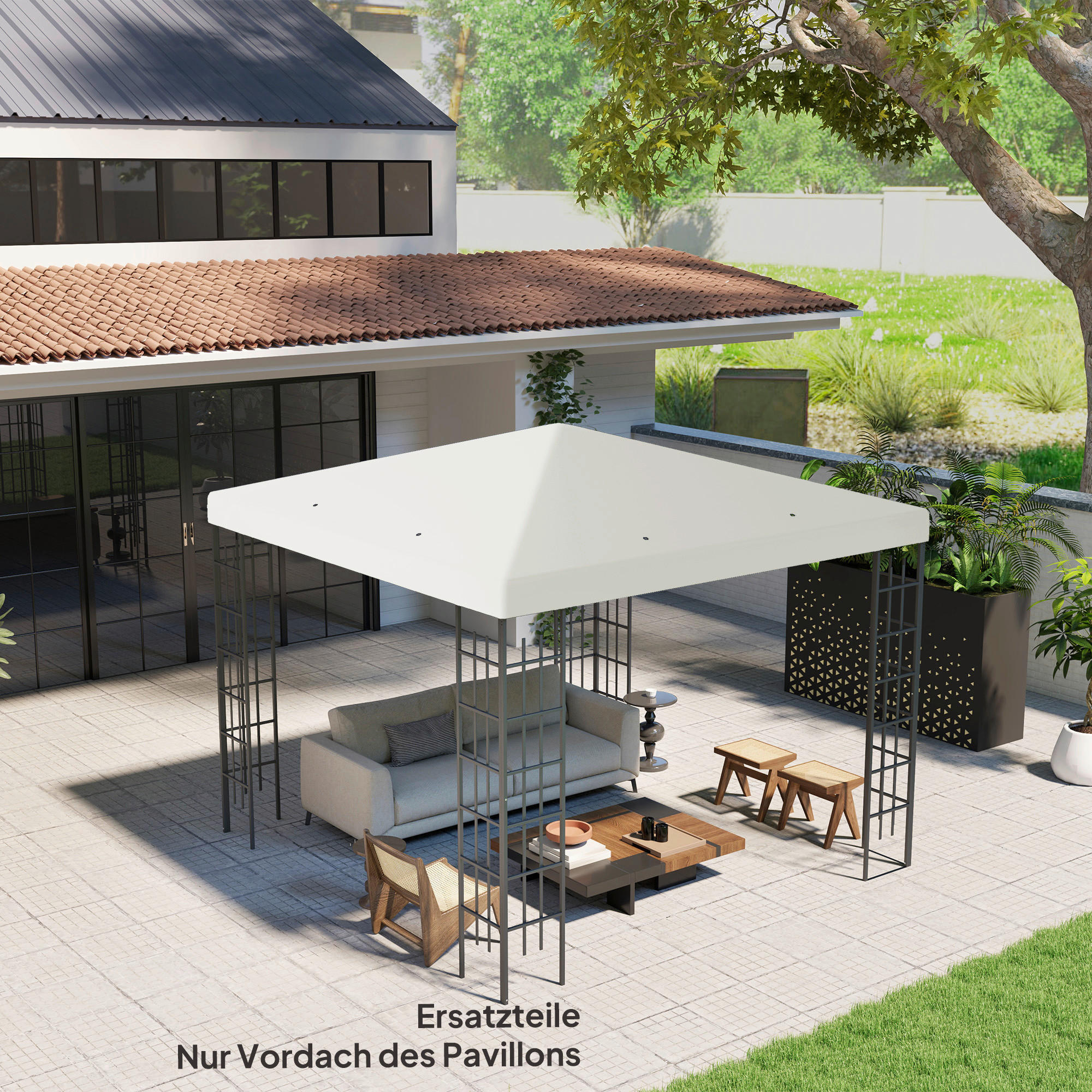 Outsunny Pavillondach hellgrau Polyester B/H/L: ca. 298x1x298 cm Pavillondach - hellgrau (298,00/298,00/1,00cm) - Outsunny