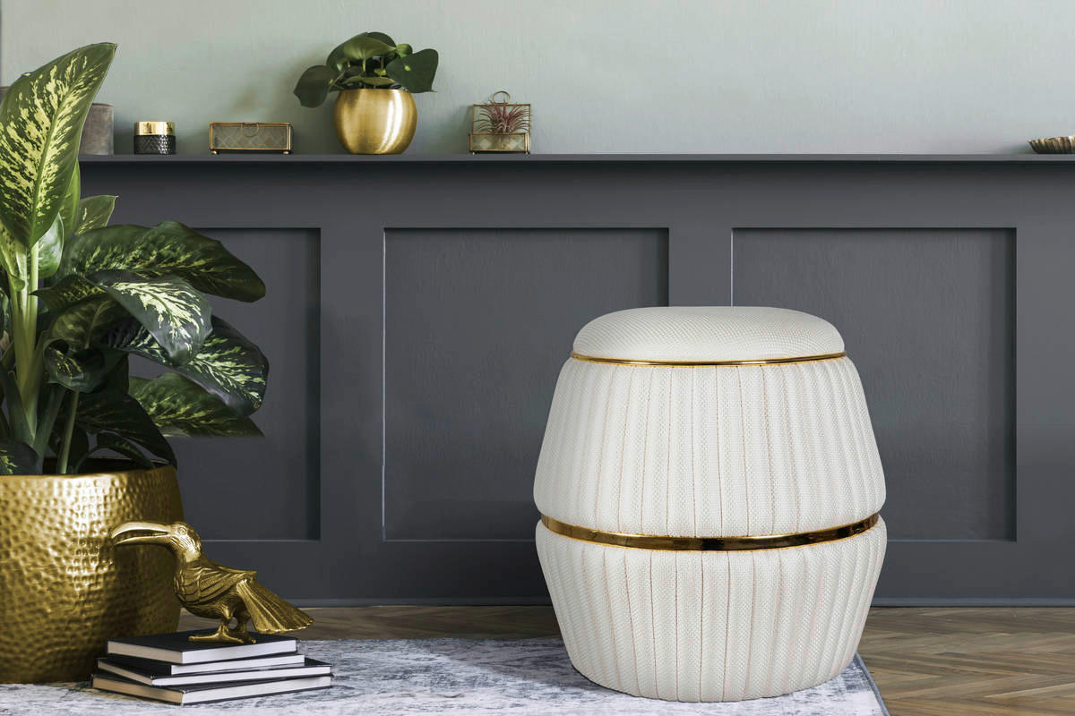 360 Living Hocker Doric 220 elfenbein gold H/D: ca. 53x51,5 cm Doric 220 - gold/elfenbein (51,50/53,00cm) - 360 Living