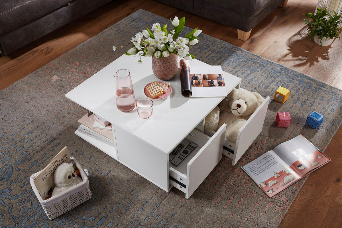 Couchtisch weiß B/H/T: ca. 70x36,5x70 cm Couchtisch - weiß (70,00/36,50/70,00cm) - Wohnling