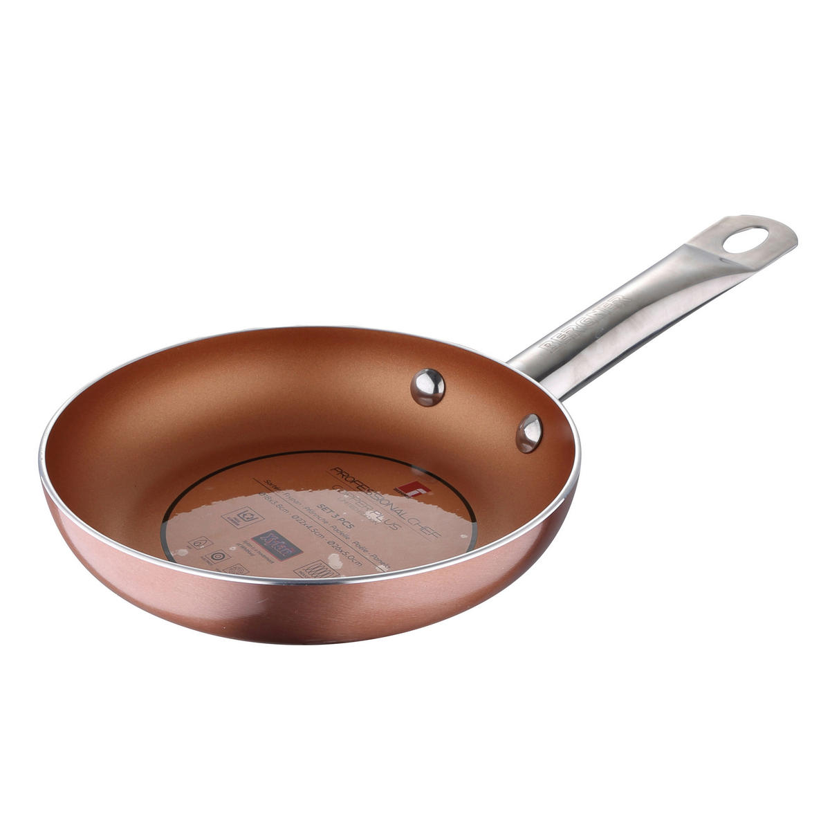 Bratpfanne PROFESSIONAL CHEF COPPER PLUS Kupfer Aluminium 3 tlg. PROFESSIONAL CHEF COPPER PLUS - Kupfer