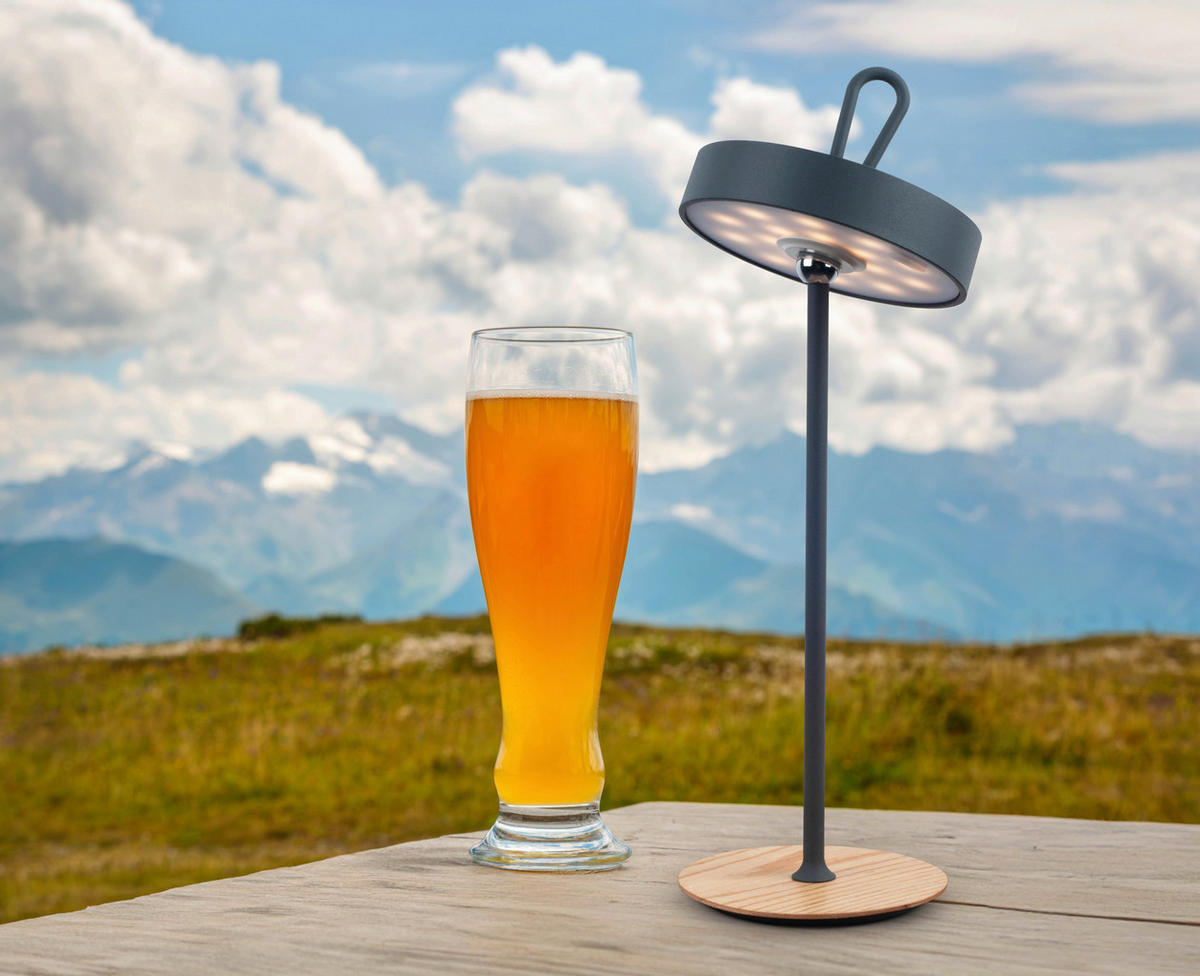 Näve Leuchten LED-Tischleuchte grau Holz Kunststoff Metall B/H/T/D: ca. 13x36x13x13 cm ELLI - grau (13,00/36,00/13,00cm) - Näve Leuchten