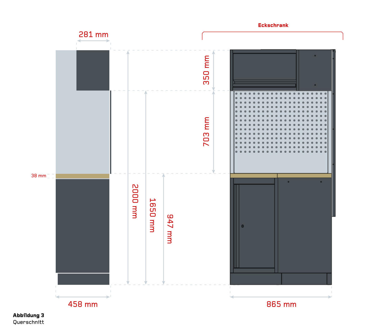 Werkstatteinrichtung Apollo anthrazit B/H/L: ca. 513x200x46 cm Apollo - schwarz/anthrazit (46,00/513,00/200,00cm) - Feistos