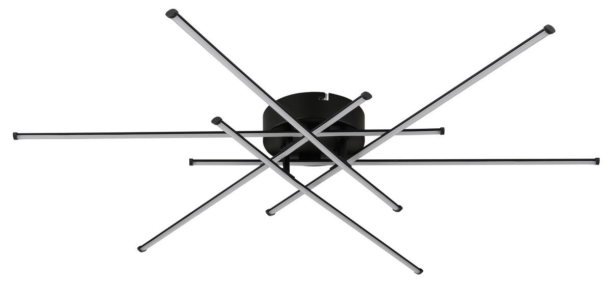 GLOBO LED-Deckenleuchte mattschwarz Opal Kunststoff Metall H/D: ca. 7,7x80 cm 1 Brennstellen LAWSON - Opal/mattschwarz (80,00/7,70cm) - GLOBO