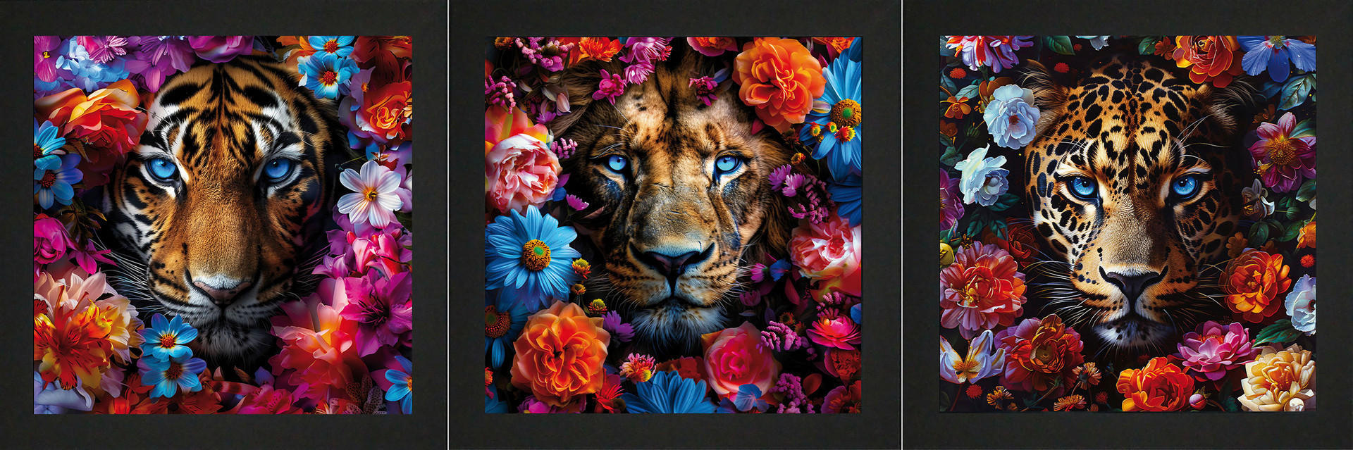 Gerahmtes Bild Tigerkopf B/H: ca. 35x35 cm Bilderset_Cheb_3tlg. - (35,00/35,00cm)