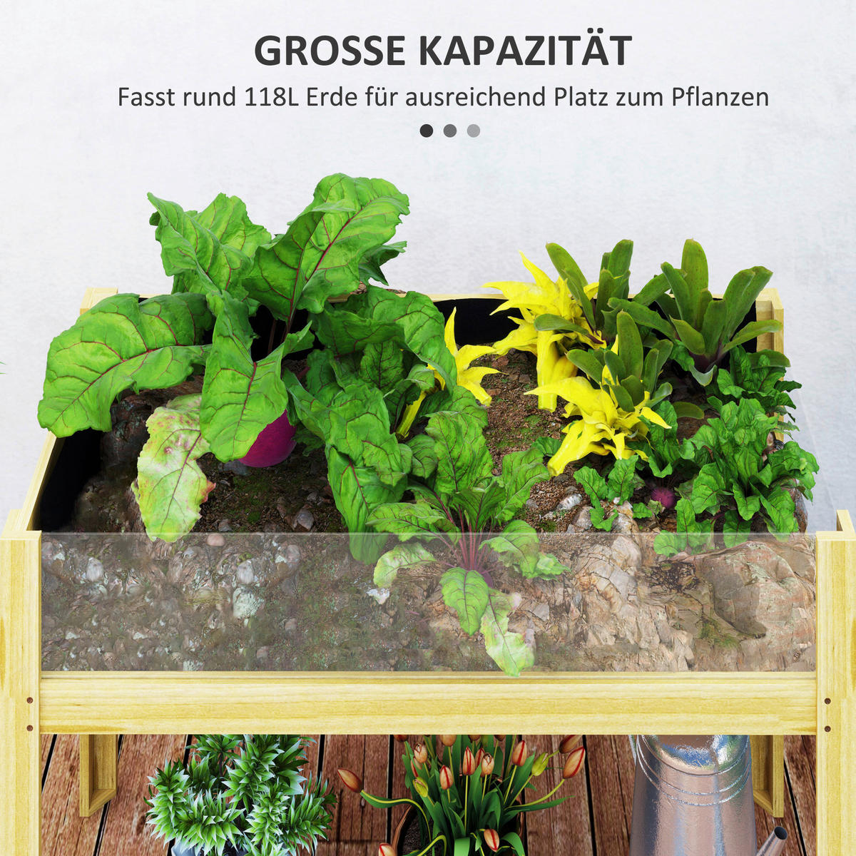 Outsunny Hochbeet natur Holz B/H/L: ca. 50x80x110 cm Hochbeet - natur (110,00/50,00/80,00cm) - Outsunny