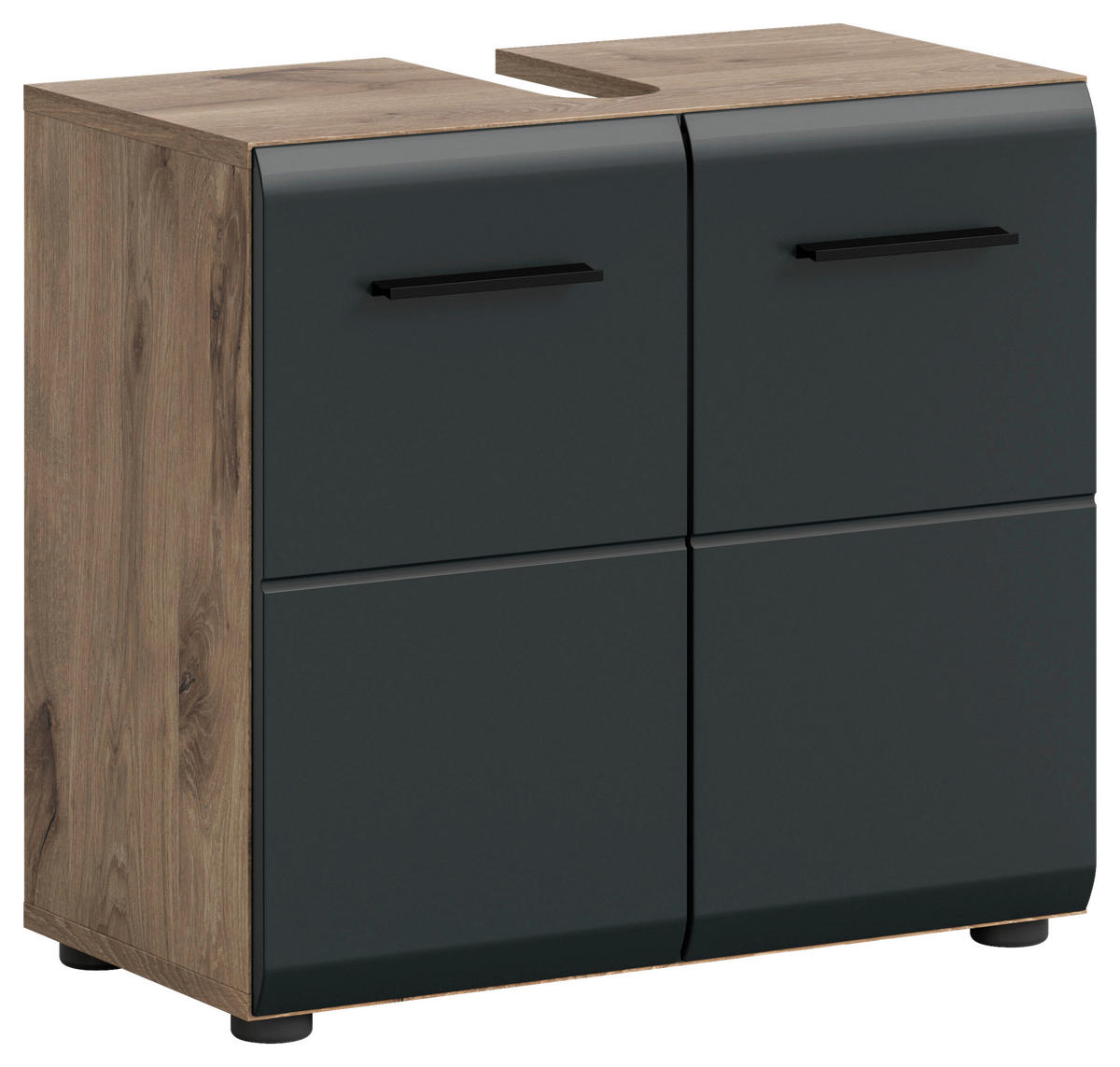 Waschbeckenunterschrank Ice Nox Oak Nachbildung schwarz matt B/H/T: ca. 60x54x30 cm Ice - schwarz (60,00/54,00/30,00cm) - xonox.home