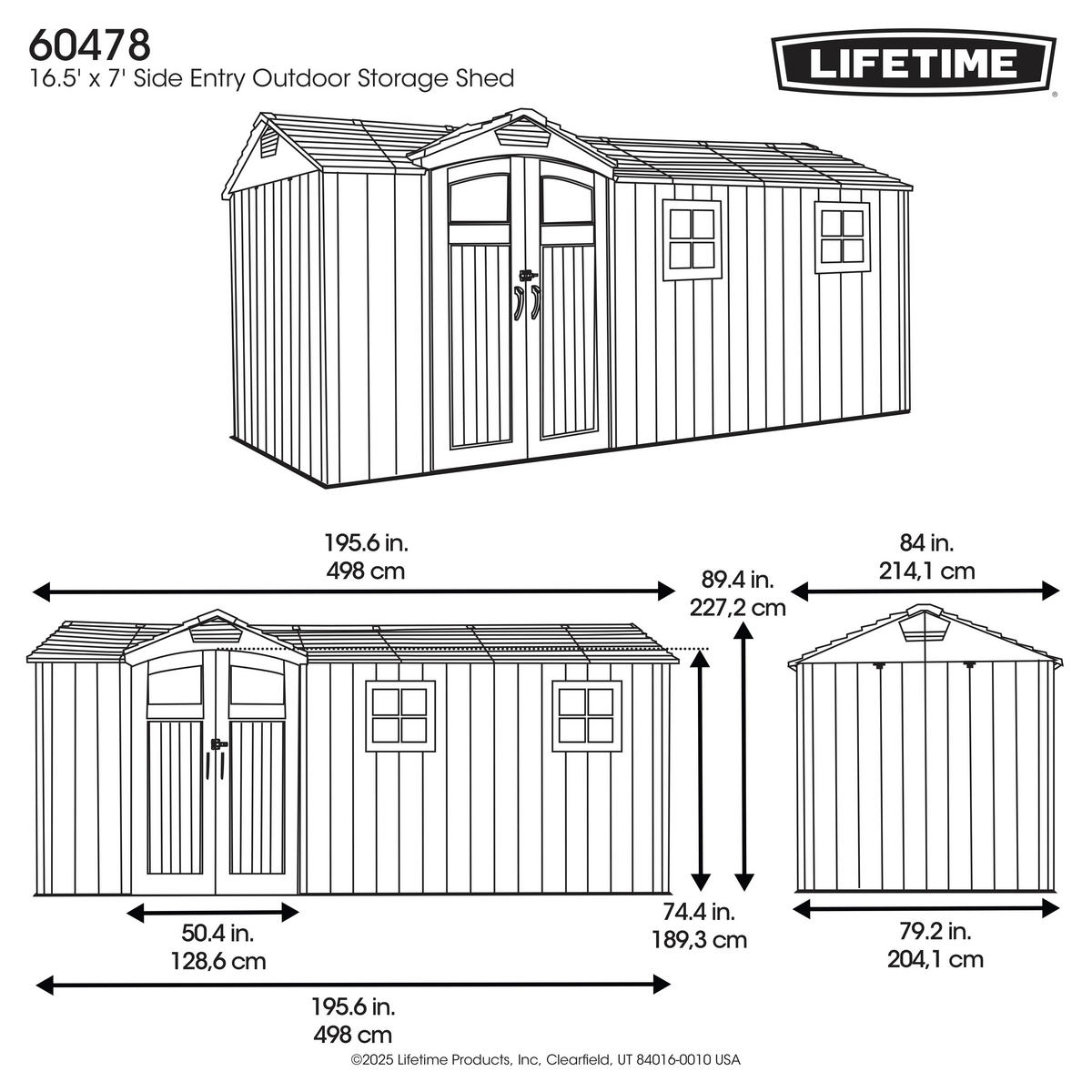 Lifetime Gerätehaus Idaho grau B/H/L: ca. 498x227x214 cm Idaho - grau (214,00/498,00/227,00cm) - Lifetime