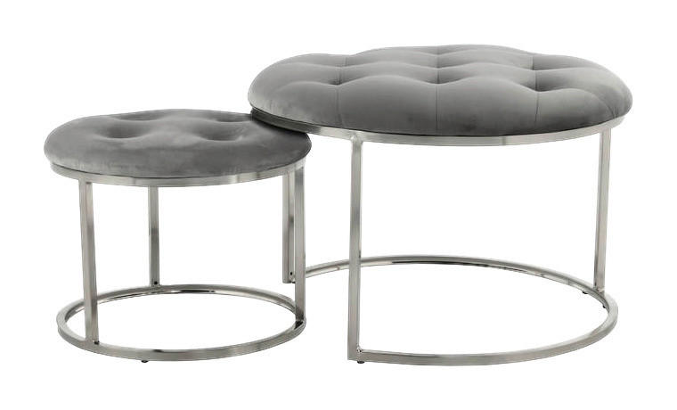 360 Living Hocker Myla 100 2er-Set grau silber Samt Metall H/D: ca. 41x60 cm Myla 100 2er-Set - silber/grau (60,00/41,00cm) - 360 Living