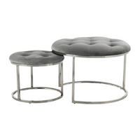 360 Living Hocker Myla 100 2er-Set grau silber Samt Metall H/D: ca. 41x60 cm Myla 100 2er-Set - silber/grau (60,00/41,00cm) - 360 Living