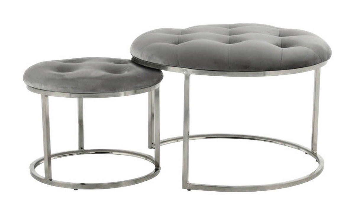 360 Living Hocker Myla 100 2er-Set grau silber Samt Metall H/D: ca. 41x60 cm Myla 100 2er-Set - silber/grau (60,00/41,00cm) - 360 Living