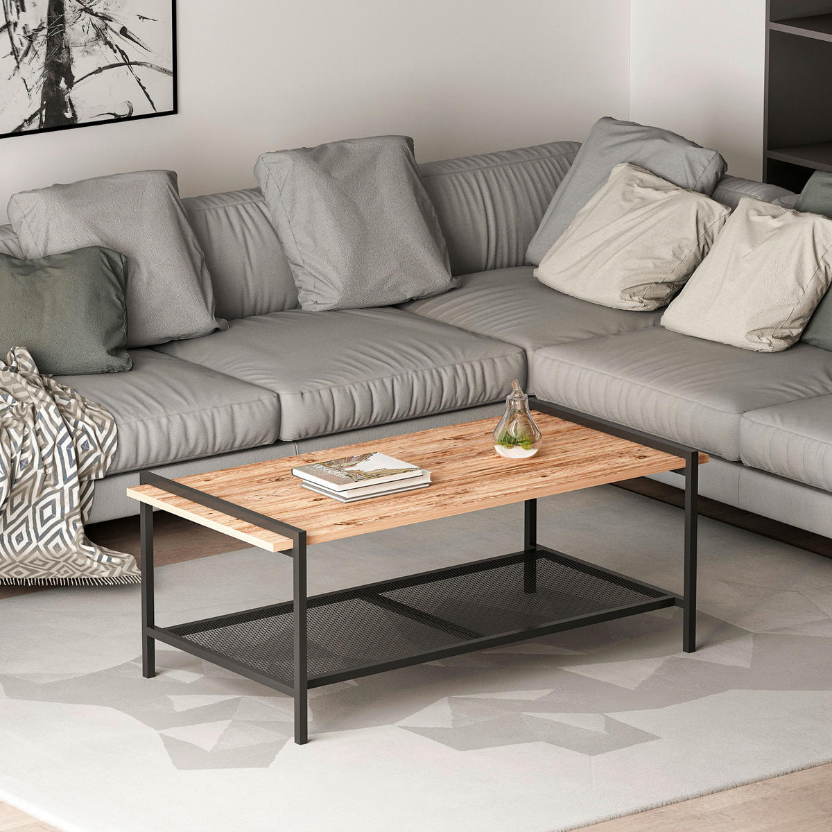 Couchtisch Lara walnuss Nachbildung schwarz B/H/T: ca. 120x45x60 cm Lara - schwarz/walnuss (120,00/45,00/60,00cm) - moebel17