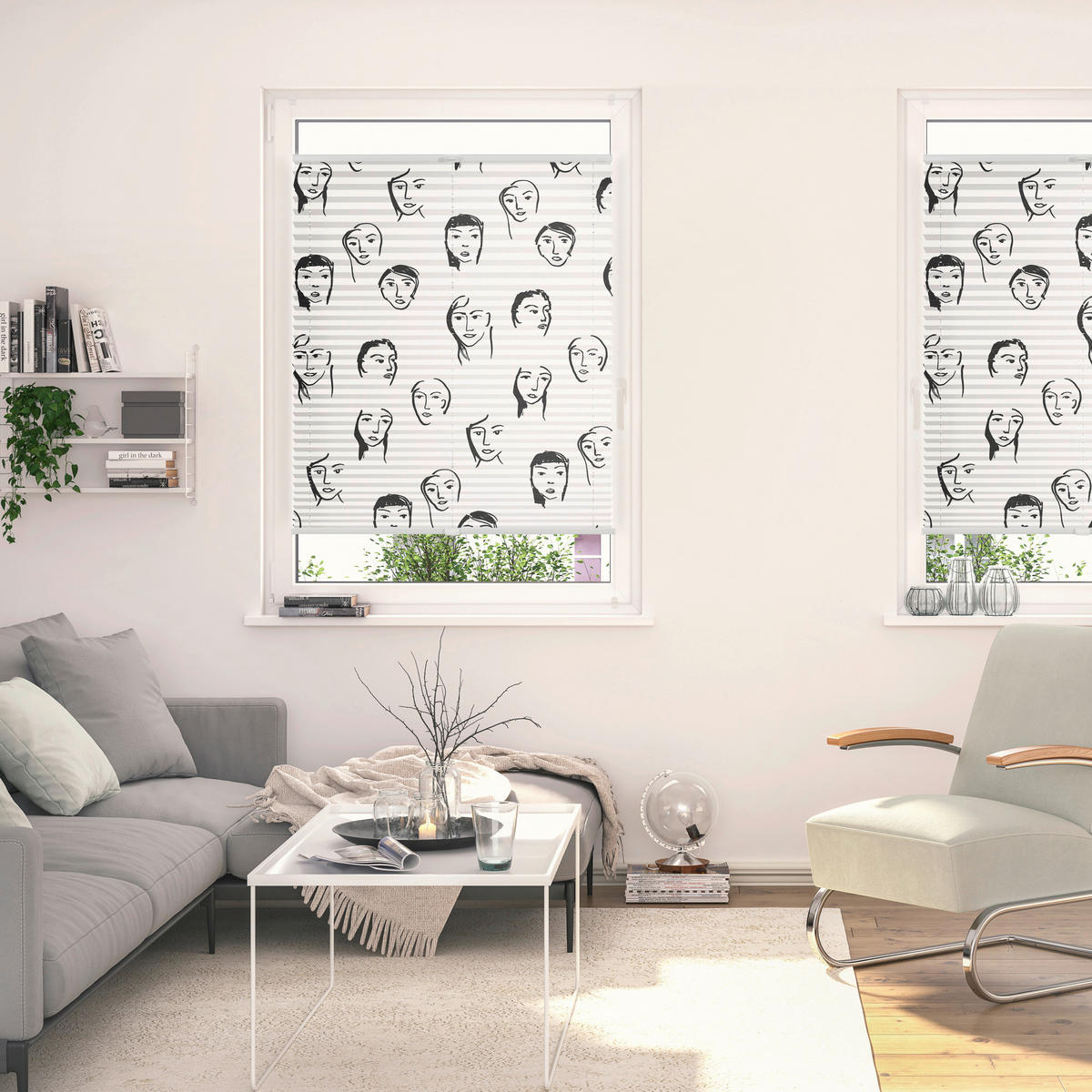 Spannplissee Faces schwarz B/L: ca. 100x130 cm Faces - schwarz (100,00/130,00cm) - LICHTBLICK
