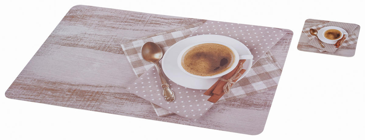 Platzmattenset braun Kunststoff B/L: ca. 28x44 cm Platzmatte_Coffee-Cup - braun (28,00/44,00cm)