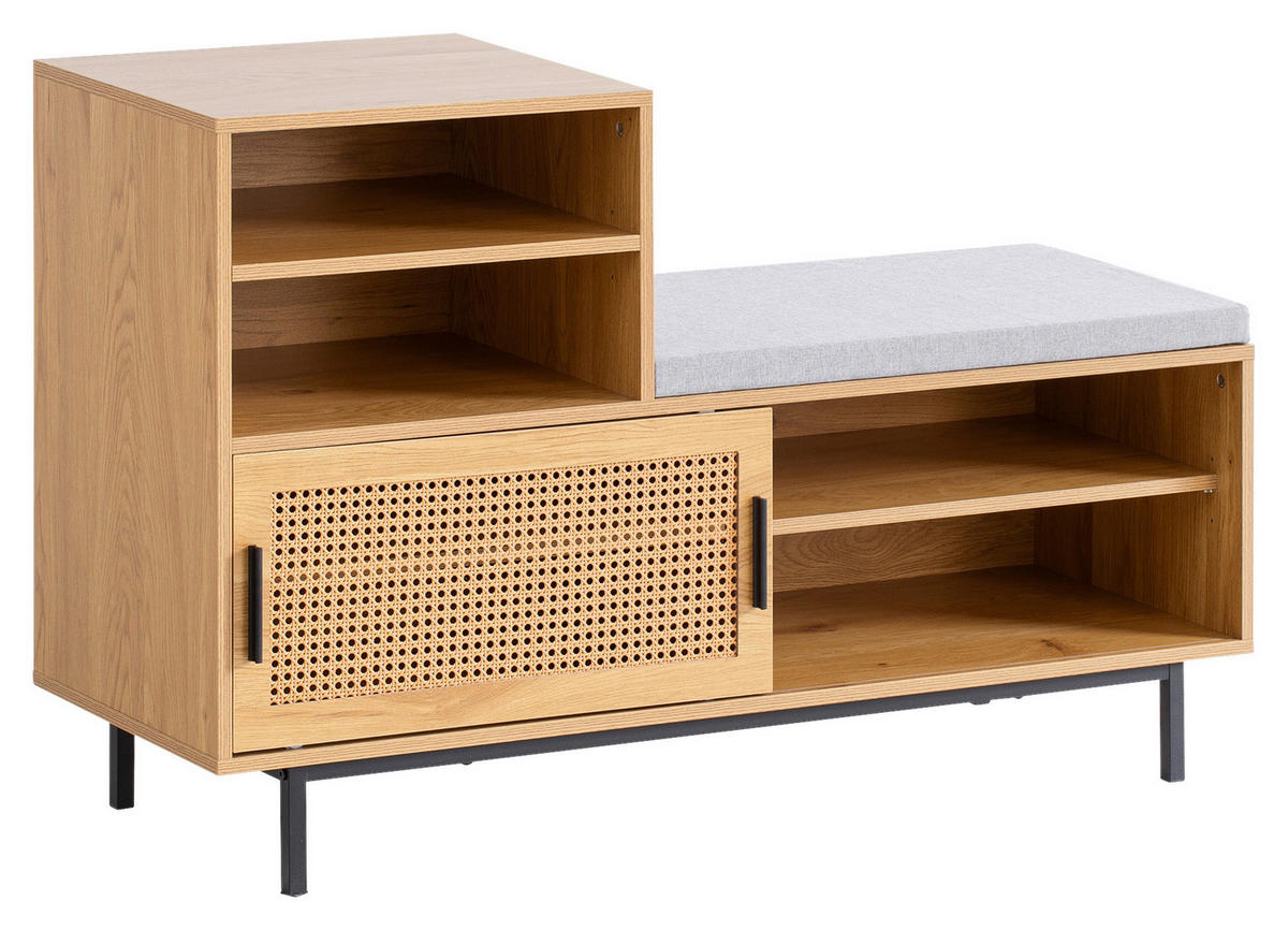 Schuhbank natur Eiche Optik B/H/T: ca. 120x75,5x40 cm Schuhbank - natur (120,00/75,50/40,00cm) - Wohnling