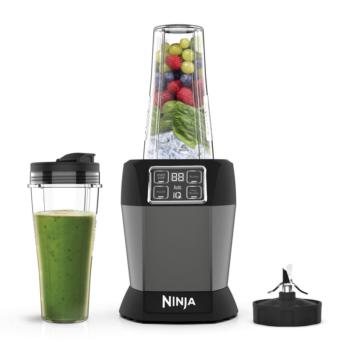 Ninja Standmixer silber schwarz Kunststoff B/H/L: ca. 16x38,5x17 cm BN495EU - schwarz/silber (17,00/16,00/38,50cm) - Ninja