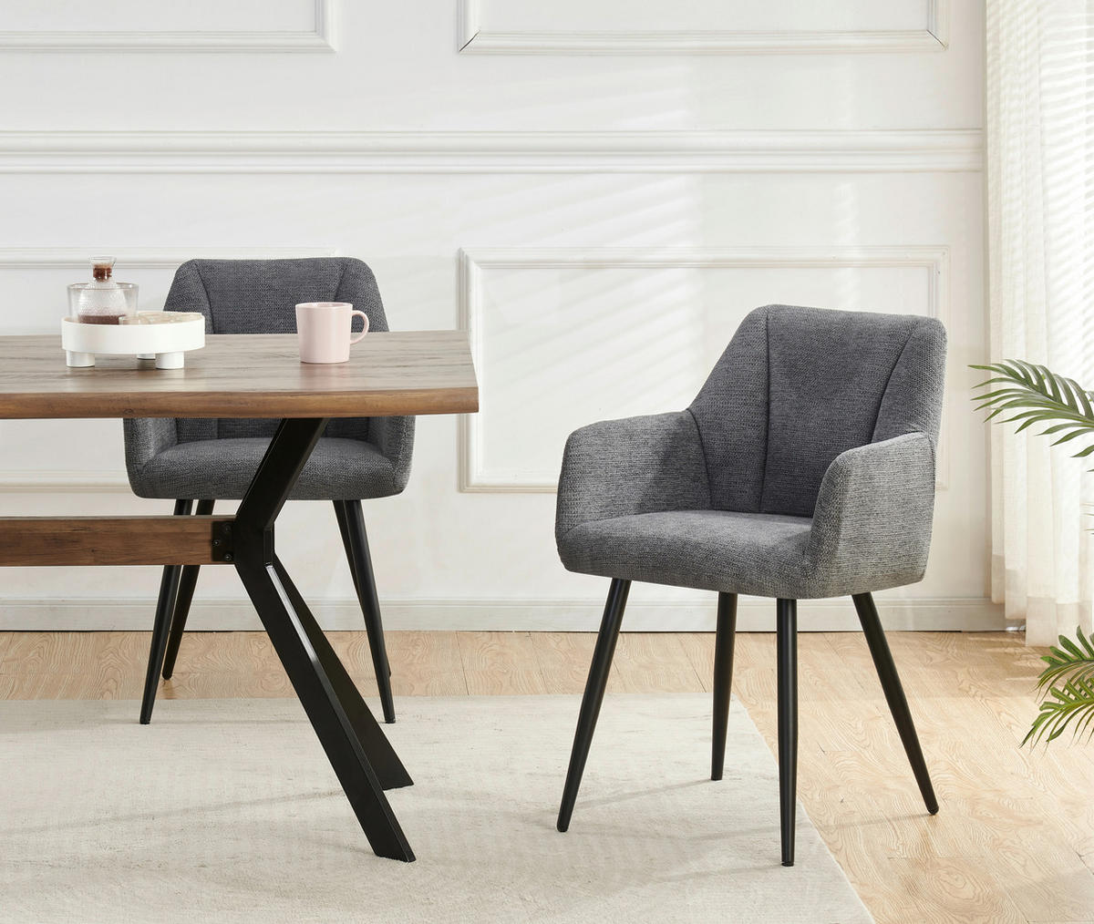 Stuhl BELLA, 2er Set anthrazit schwarz B/H/T: ca. 55x82x62 cm BELLA, 2er Set - schwarz/anthrazit (55,00/82,00/62,00cm) - xonox.home