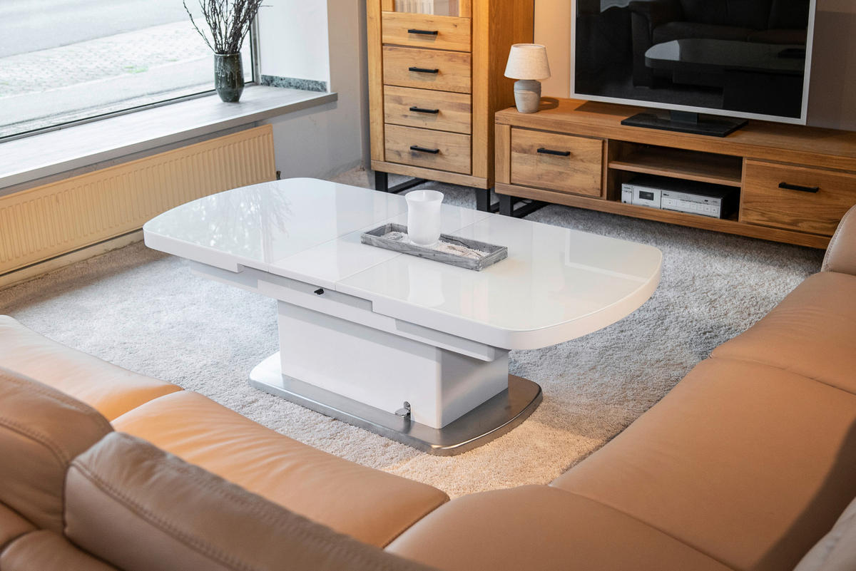 Couchtisch Levi weiß Hochglanz lackiert B/H/T: ca. 135x50x75 cm Levi - weiß (135,00/50,00/75,00cm)